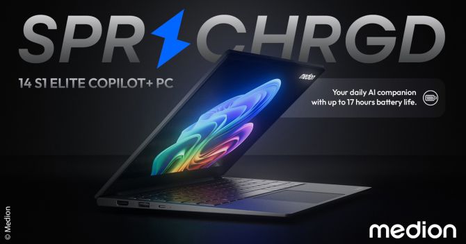 Medion präsentiert neues SPRCHRGD-KI-Laptop